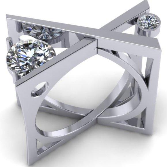 💞Unique 925 Silver Plated X Overlapping Curious Ring, GPMB1427 - Picture 2 of 4